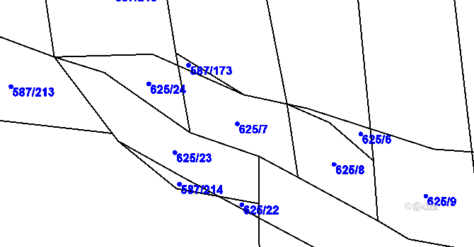 Parcela st. 625/7 v KÚ Ledce u Plzně, Katastrální mapa