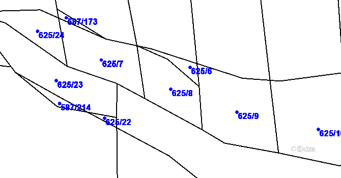 Parcela st. 625/8 v KÚ Ledce u Plzně, Katastrální mapa