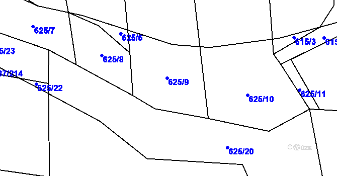 Parcela st. 625/9 v KÚ Ledce u Plzně, Katastrální mapa