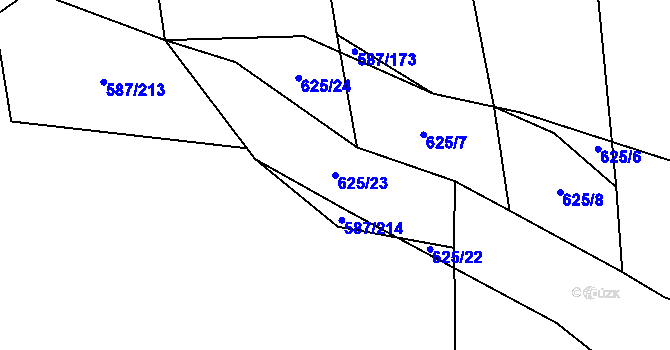 Parcela st. 625/23 v KÚ Ledce u Plzně, Katastrální mapa