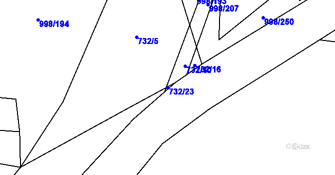 Parcela st. 732/23 v KÚ Ledce u Plzně, Katastrální mapa