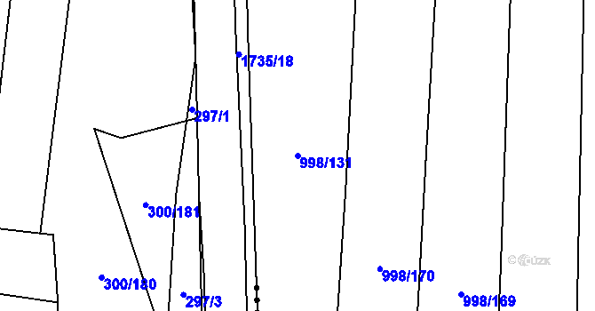 Parcela st. 998/131 v KÚ Ledce u Plzně, Katastrální mapa