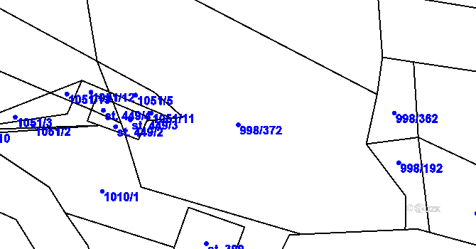 Parcela st. 998/372 v KÚ Ledce u Plzně, Katastrální mapa