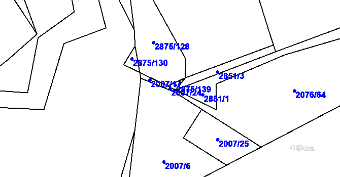 Parcela st. 2007/24 v KÚ Ledce u Plzně, Katastrální mapa