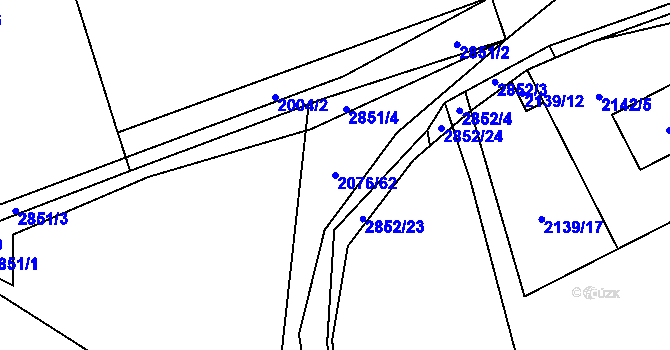 Parcela st. 2076/62 v KÚ Ledce u Plzně, Katastrální mapa