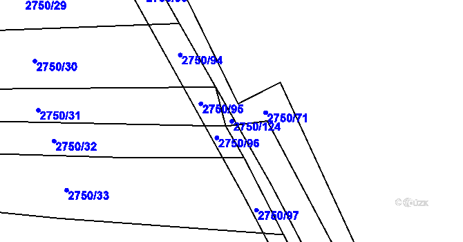 Parcela st. 2750/124 v KÚ Ledce u Plzně, Katastrální mapa