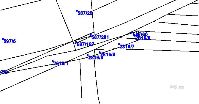 Parcela st. 2816/9 v KÚ Ledce u Plzně, Katastrální mapa