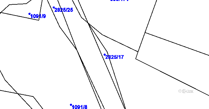 Parcela st. 2825/17 v KÚ Ledce u Plzně, Katastrální mapa