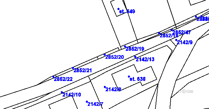 Parcela st. 2852/20 v KÚ Ledce u Plzně, Katastrální mapa