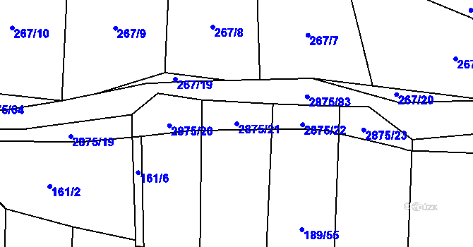 Parcela st. 2875/21 v KÚ Ledce u Plzně, Katastrální mapa