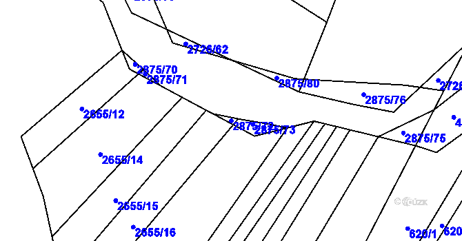 Parcela st. 2875/72 v KÚ Ledce u Plzně, Katastrální mapa