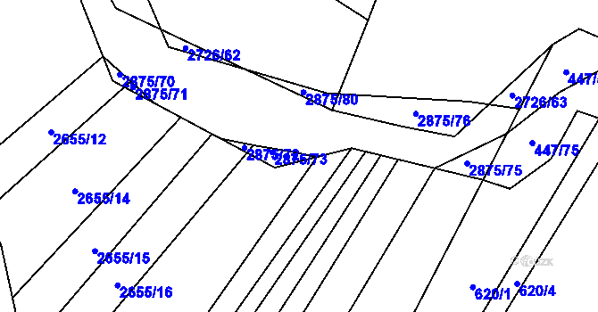 Parcela st. 2875/74 v KÚ Ledce u Plzně, Katastrální mapa