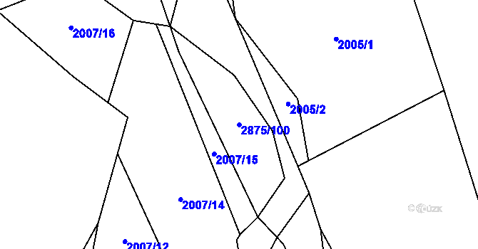 Parcela st. 2875/100 v KÚ Ledce u Plzně, Katastrální mapa