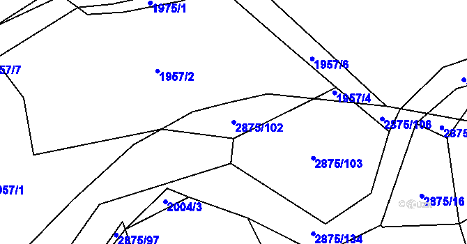 Parcela st. 2875/102 v KÚ Ledce u Plzně, Katastrální mapa