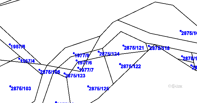 Parcela st. 2875/124 v KÚ Ledce u Plzně, Katastrální mapa
