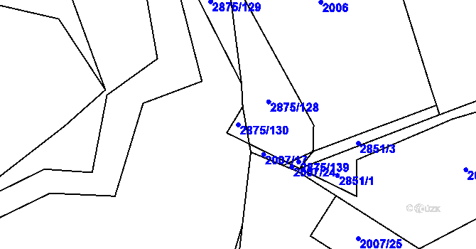 Parcela st. 2875/130 v KÚ Ledce u Plzně, Katastrální mapa