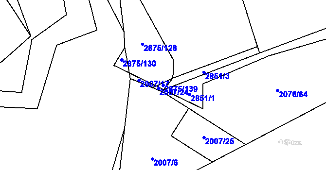 Parcela st. 2875/139 v KÚ Ledce u Plzně, Katastrální mapa