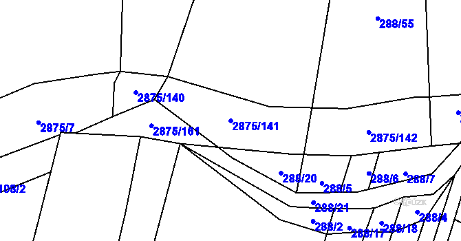 Parcela st. 2875/141 v KÚ Ledce u Plzně, Katastrální mapa