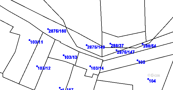 Parcela st. 2875/148 v KÚ Ledce u Plzně, Katastrální mapa