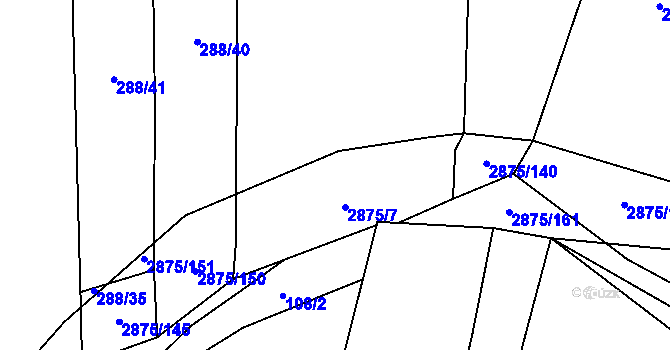 Parcela st. 2875/149 v KÚ Ledce u Plzně, Katastrální mapa
