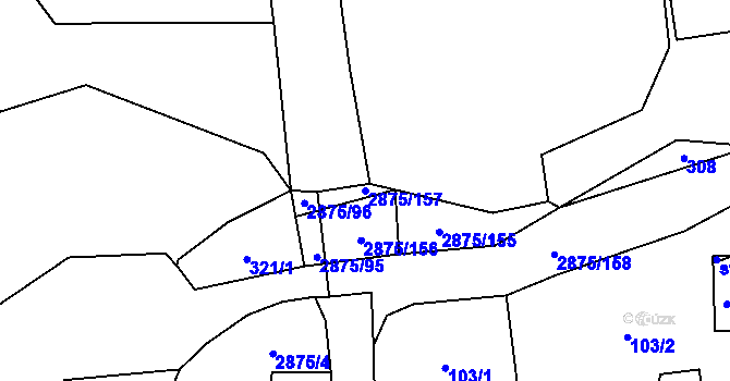 Parcela st. 2875/157 v KÚ Ledce u Plzně, Katastrální mapa