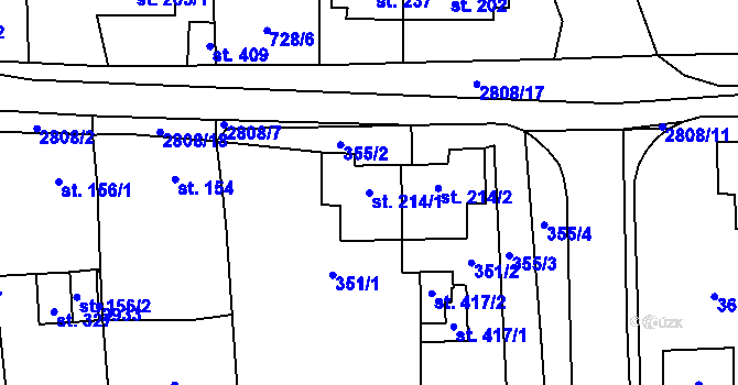 Parcela st. 214/1 v KÚ Ledce u Plzně, Katastrální mapa