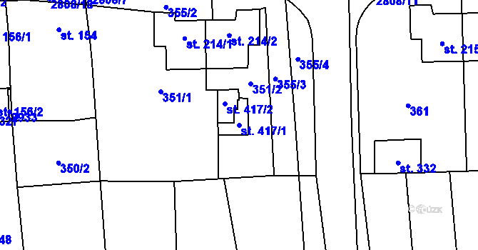 Parcela st. 417/1 v KÚ Ledce u Plzně, Katastrální mapa