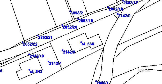 Parcela st. 638 v KÚ Ledce u Plzně, Katastrální mapa