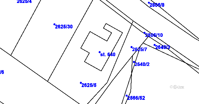 Parcela st. 640 v KÚ Ledce u Plzně, Katastrální mapa