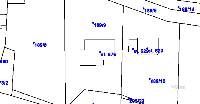 Parcela st. 676 v KÚ Ledce u Plzně, Katastrální mapa