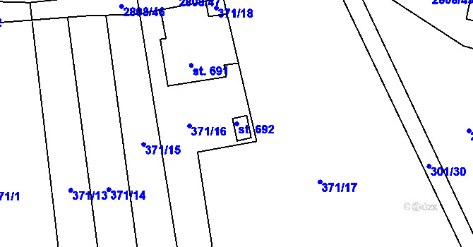 Parcela st. 692 v KÚ Ledce u Plzně, Katastrální mapa