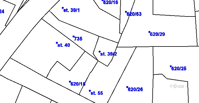 Parcela st. 39/2 v KÚ Příšov, Katastrální mapa