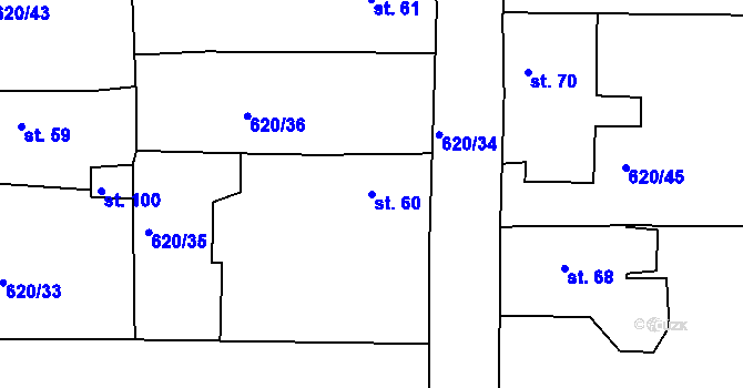 Parcela st. 60 v KÚ Příšov, Katastrální mapa