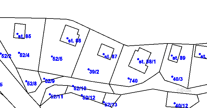 Parcela st. 87 v KÚ Příšov, Katastrální mapa