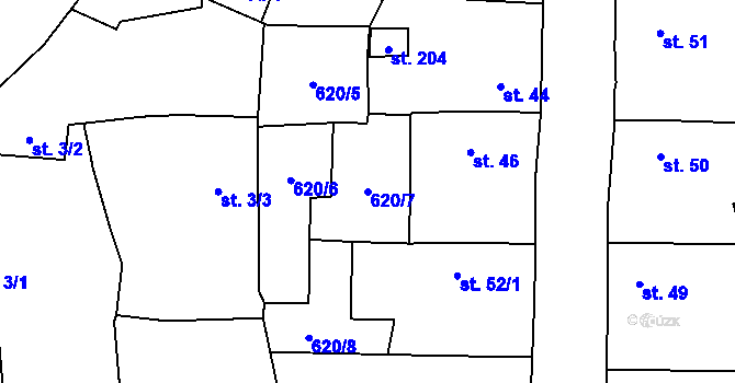 Parcela st. 620/7 v KÚ Příšov, Katastrální mapa