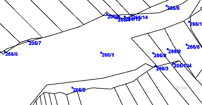 Parcela st. 266/1 v KÚ Příšov, Katastrální mapa