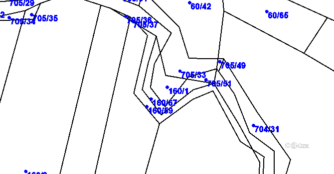 Parcela st. 160/1 v KÚ Příšov, Katastrální mapa
