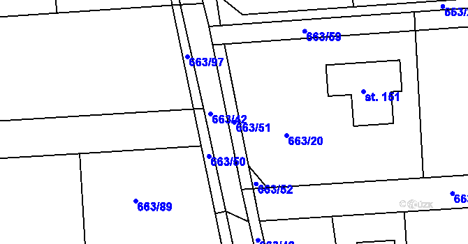 Parcela st. 663/51 v KÚ Příšov, Katastrální mapa