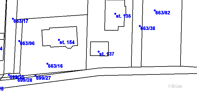 Parcela st. 137 v KÚ Příšov, Katastrální mapa
