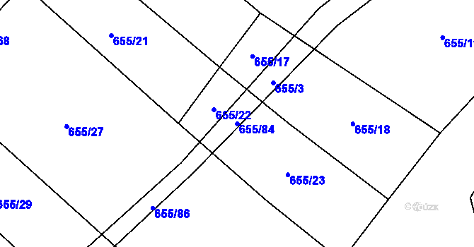 Parcela st. 655/84 v KÚ Příšov, Katastrální mapa