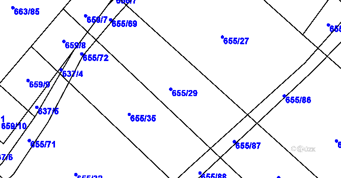Parcela st. 655/29 v KÚ Příšov, Katastrální mapa