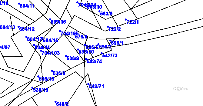Parcela st. 542/73 v KÚ Příšov, Katastrální mapa