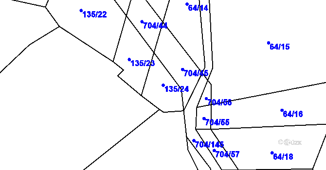Parcela st. 135/24 v KÚ Příšov, Katastrální mapa