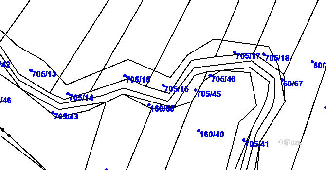 Parcela st. 705/16 v KÚ Příšov, Katastrální mapa