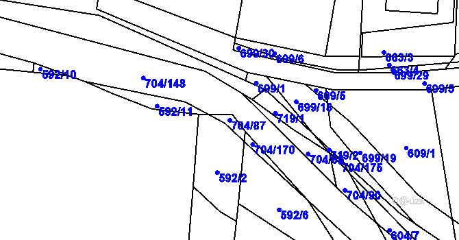 Parcela st. 704/87 v KÚ Příšov, Katastrální mapa
