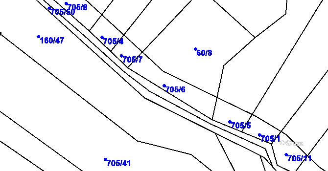 Parcela st. 705/6 v KÚ Příšov, Katastrální mapa