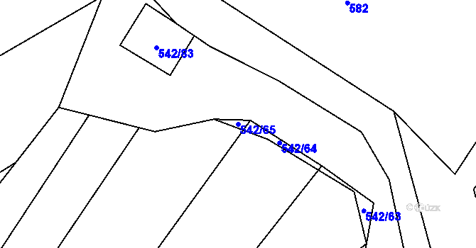 Parcela st. 542/65 v KÚ Příšov, Katastrální mapa