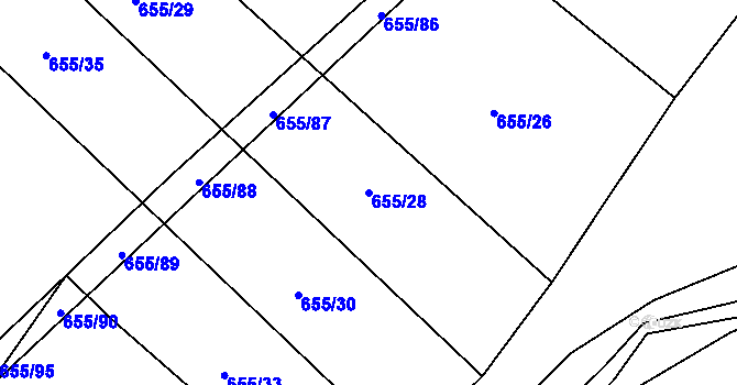 Parcela st. 655/28 v KÚ Příšov, Katastrální mapa