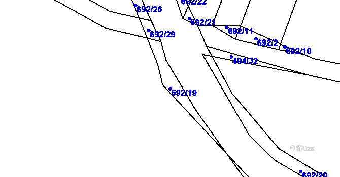 Parcela st. 692/19 v KÚ Příšov, Katastrální mapa