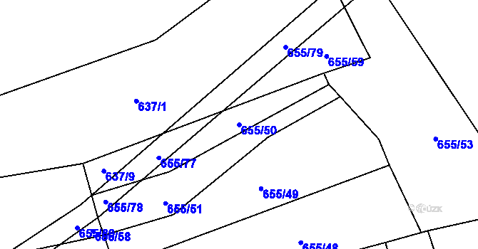 Parcela st. 655/50 v KÚ Příšov, Katastrální mapa